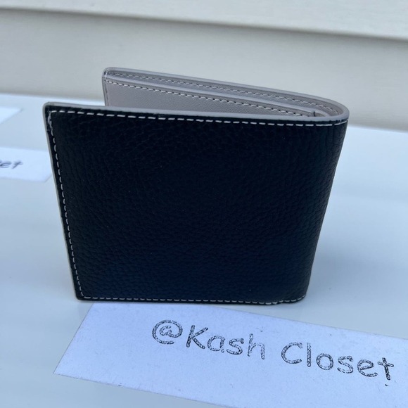 Michael Kors Cooper Mens Wallet Billfold Logo and Faux Leather - Black/Grey - Picture 2 of 6